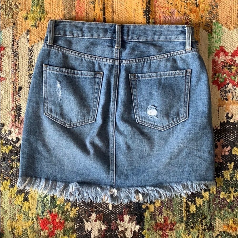 JBD. Distressed High-Rise Denim Skirt - Picture 4 of 4